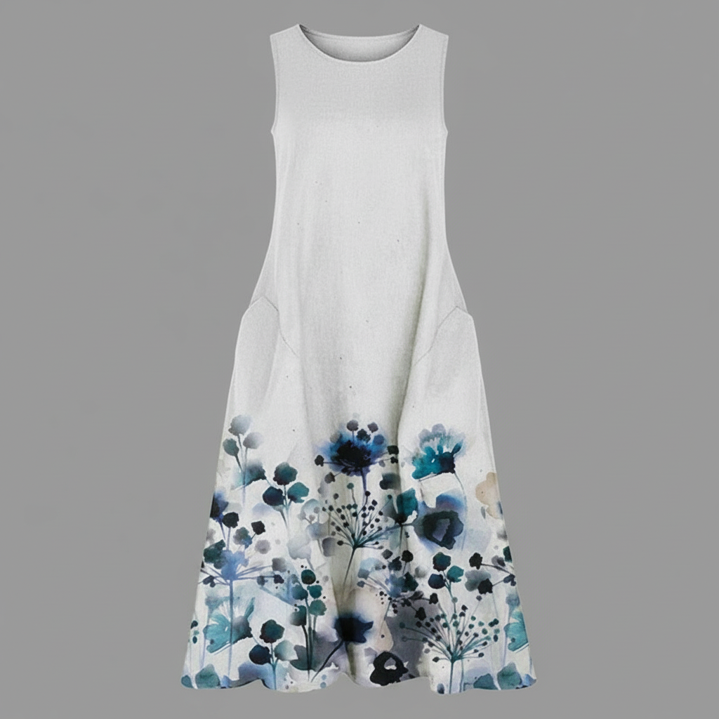 Blumenmuster Midi Kleid für Damen | Sommerkleid
