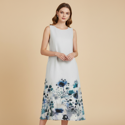 Blumenmuster Midi Kleid für Damen | Sommerkleid