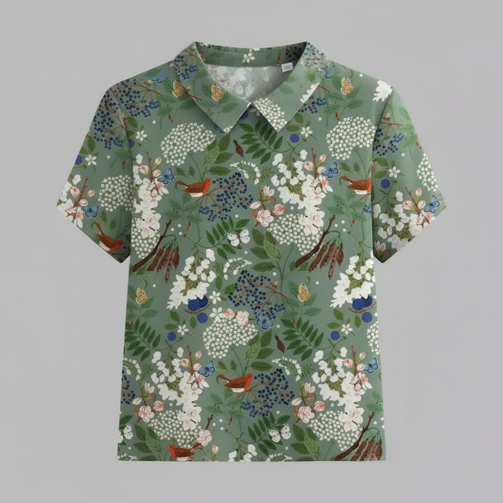 Damen Vintage Bluse mit Blumenmuster | Lässige Mode