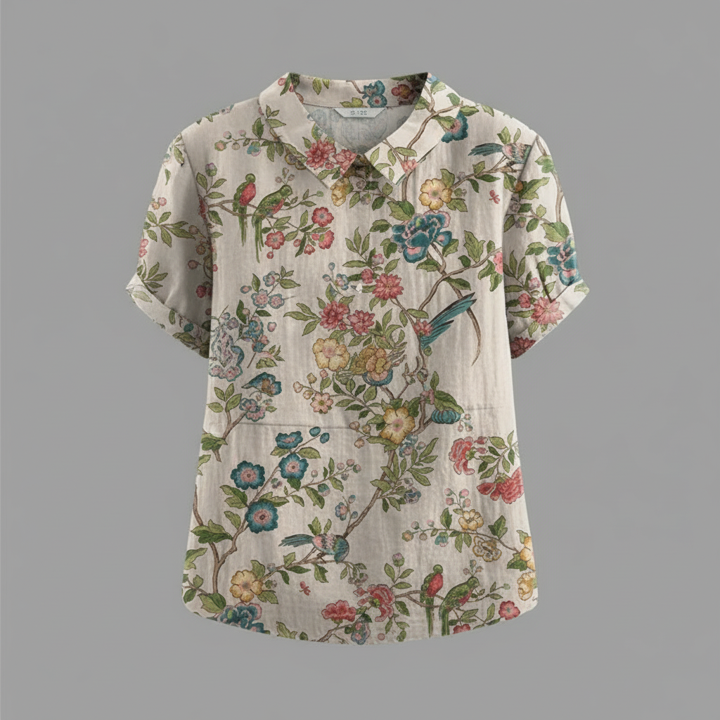 Damen Vintage Bluse mit Blumenmuster | Lässige Mode