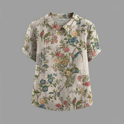 Damen Vintage Bluse mit Blumenmuster | Lässige Mode