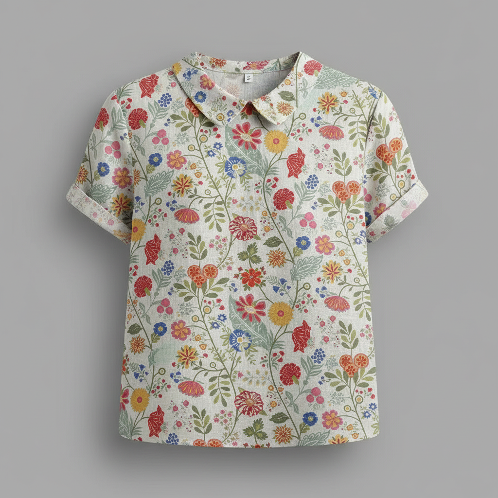 Damen Vintage Bluse mit Blumenmuster | Lässige Mode