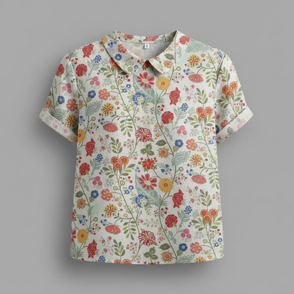 Damen Vintage Bluse mit Blumenmuster | Lässige Mode