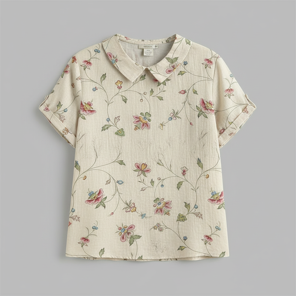 Damen Vintage Bluse mit Blumenmuster | Lässige Mode