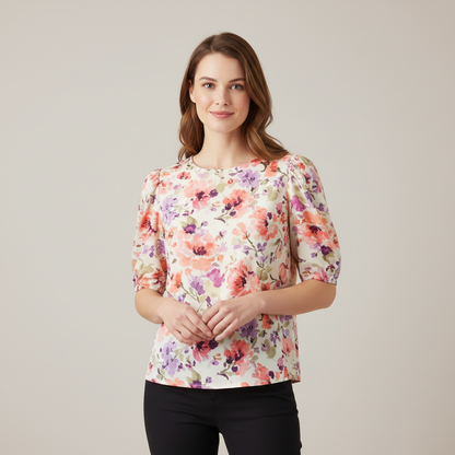Damen Vintage Bluse mit Blumenmuster | Lässige Mode
