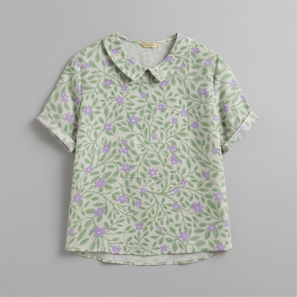 Damen Vintage Bluse mit Blumenmuster | Lässige Mode