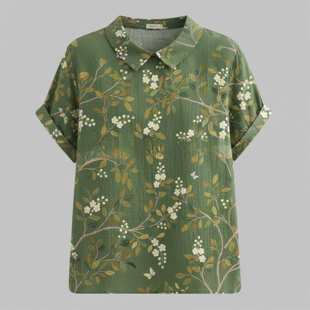 Damen Vintage Bluse mit Blumenmuster | Lässige Mode