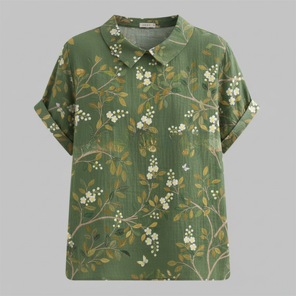 Damen Vintage Bluse mit Blumenmuster | Lässige Mode