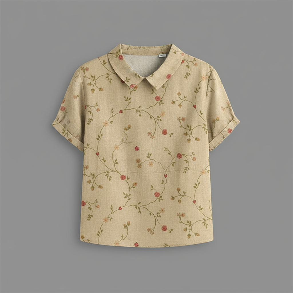 Damen Vintage Bluse mit Blumenmuster | Lässige Mode