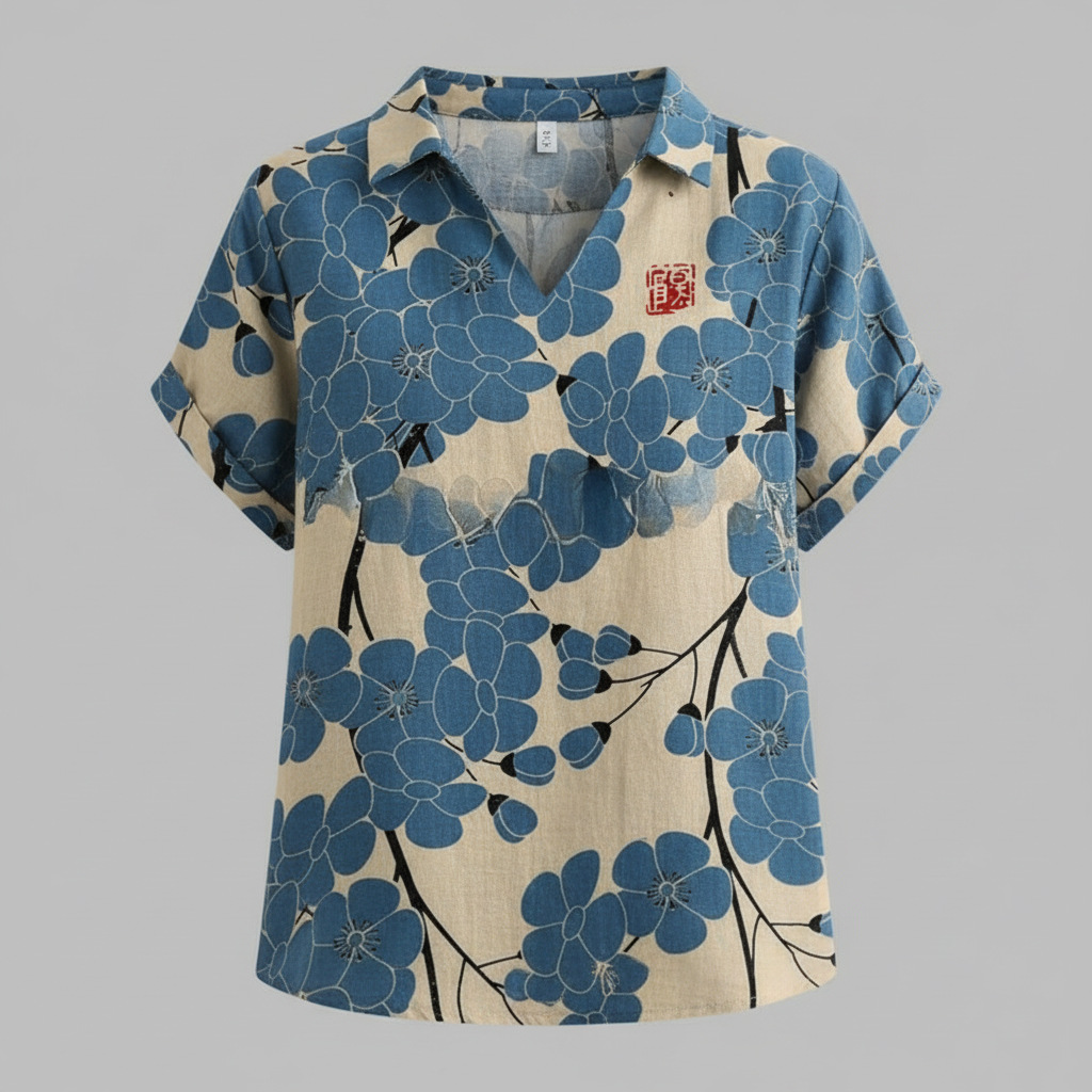 Damen Vintage Bluse mit Blumenmuster | Lässige Mode