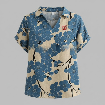 Damen Vintage Bluse mit Blumenmuster | Lässige Mode