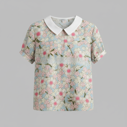 Damen Vintage Bluse mit Blumenmuster | Lässige Mode