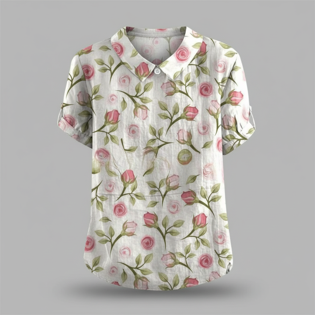 Damen Vintage Bluse mit Blumenmuster | Lässige Mode