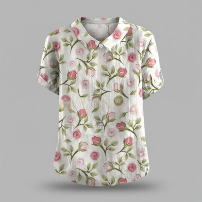 Damen Vintage Bluse mit Blumenmuster | Lässige Mode