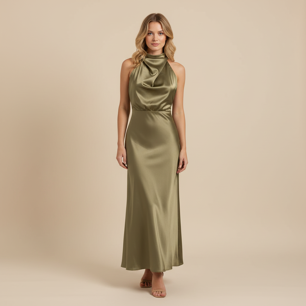 Halfter Abendkleid | Elegantes Midi-Kleid für Hochzeit