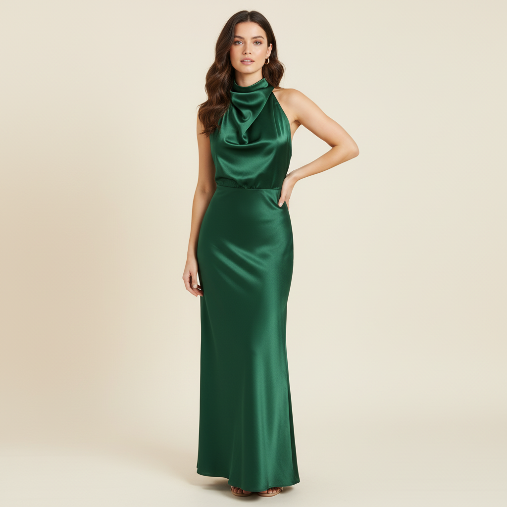 Halfter Abendkleid | Elegantes Midi-Kleid für Hochzeit