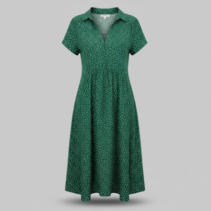 Kleid für Damen | Kurzärmliges Hemdblusenkleid Midi