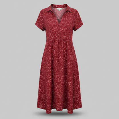 Kleid für Damen | Kurzärmliges Hemdblusenkleid Midi