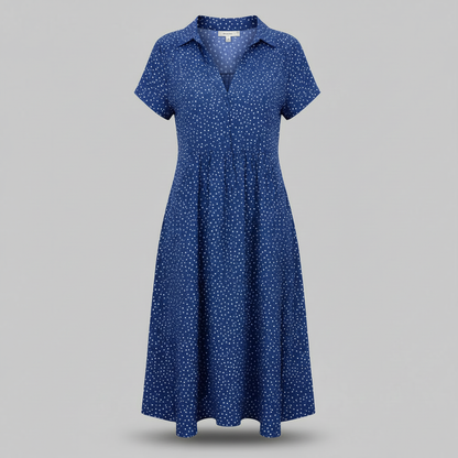 Kleid für Damen | Kurzärmliges Hemdblusenkleid Midi