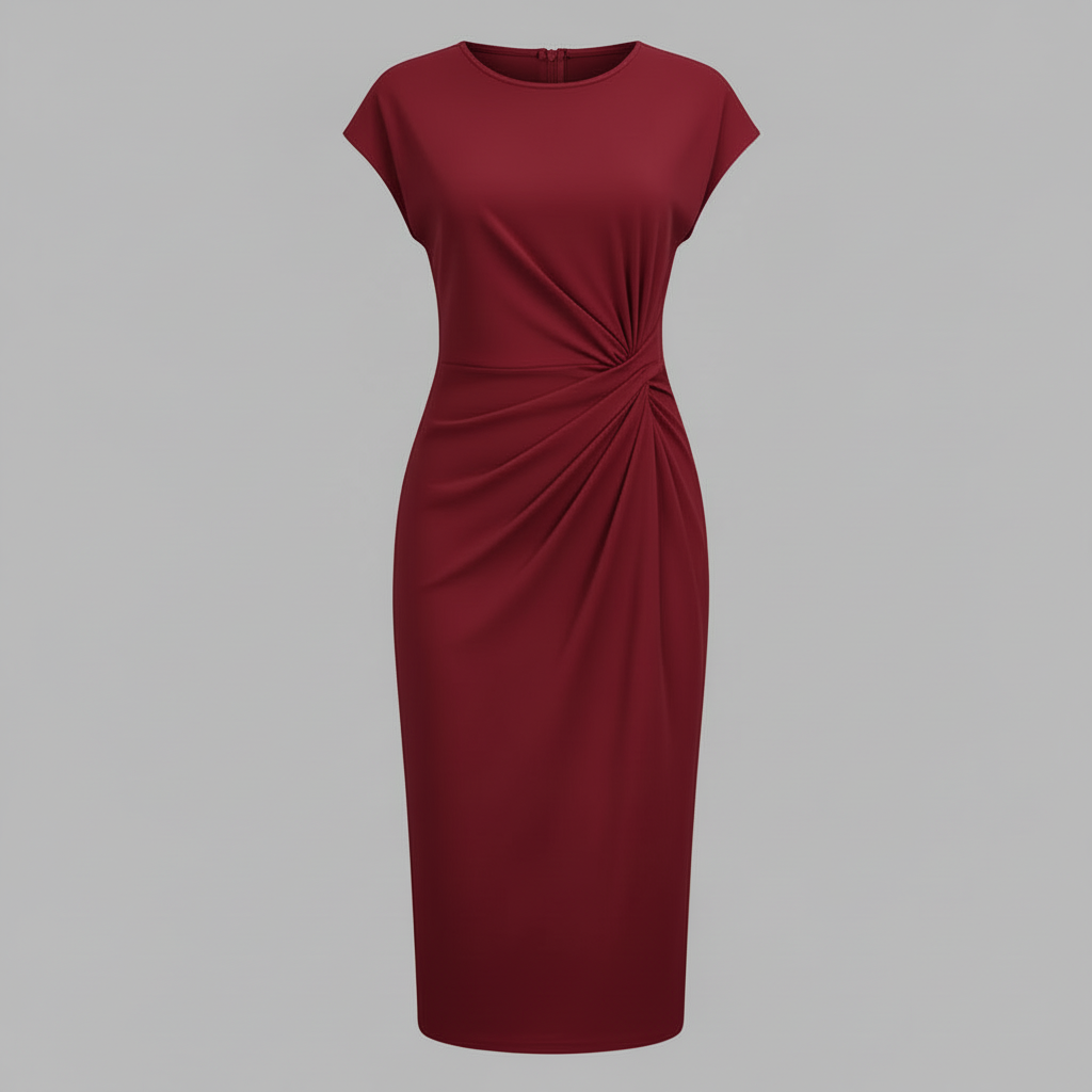 Midi Kleid Damen | Kurzärmliges Formelles Kleid Elegant