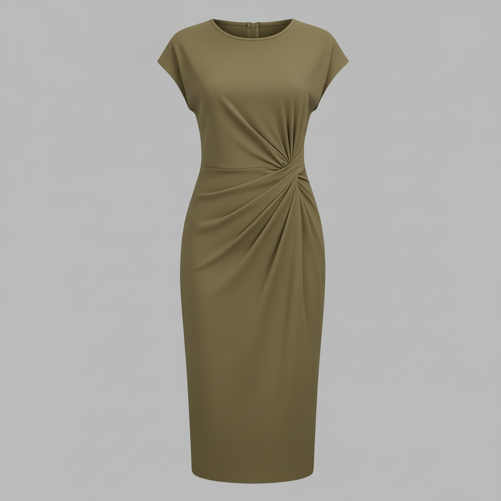 Midi Kleid Damen | Kurzärmliges Formelles Kleid Elegant