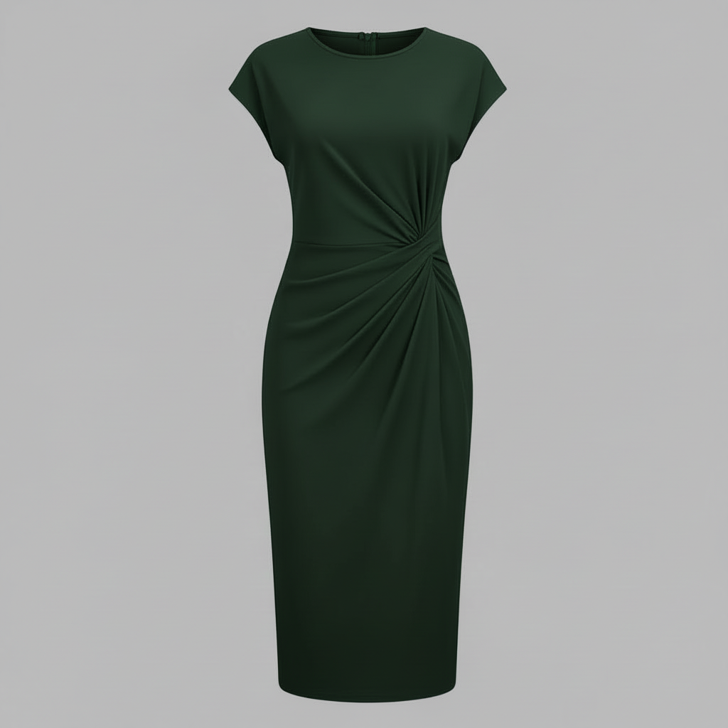 Midi Kleid Damen | Kurzärmliges Formelles Kleid Elegant