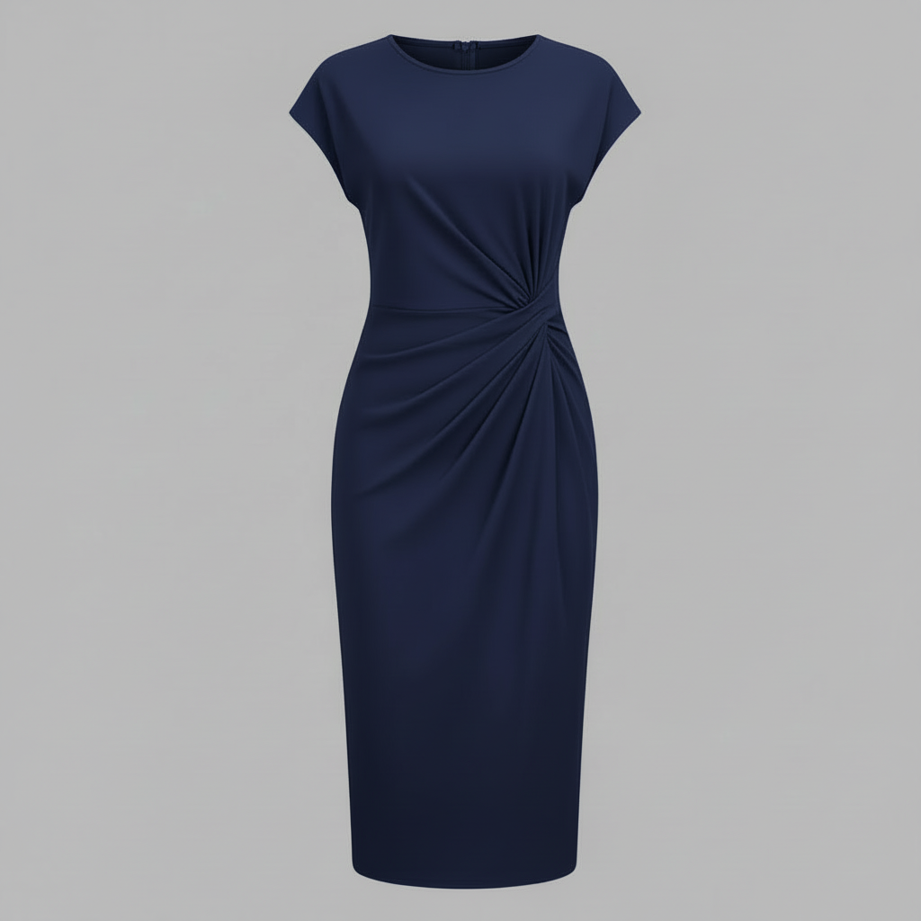 Midi Kleid Damen | Kurzärmliges Formelles Kleid Elegant