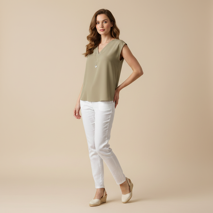 Moderne Sommerbluse Damen | V-Ausschnitt Blusen