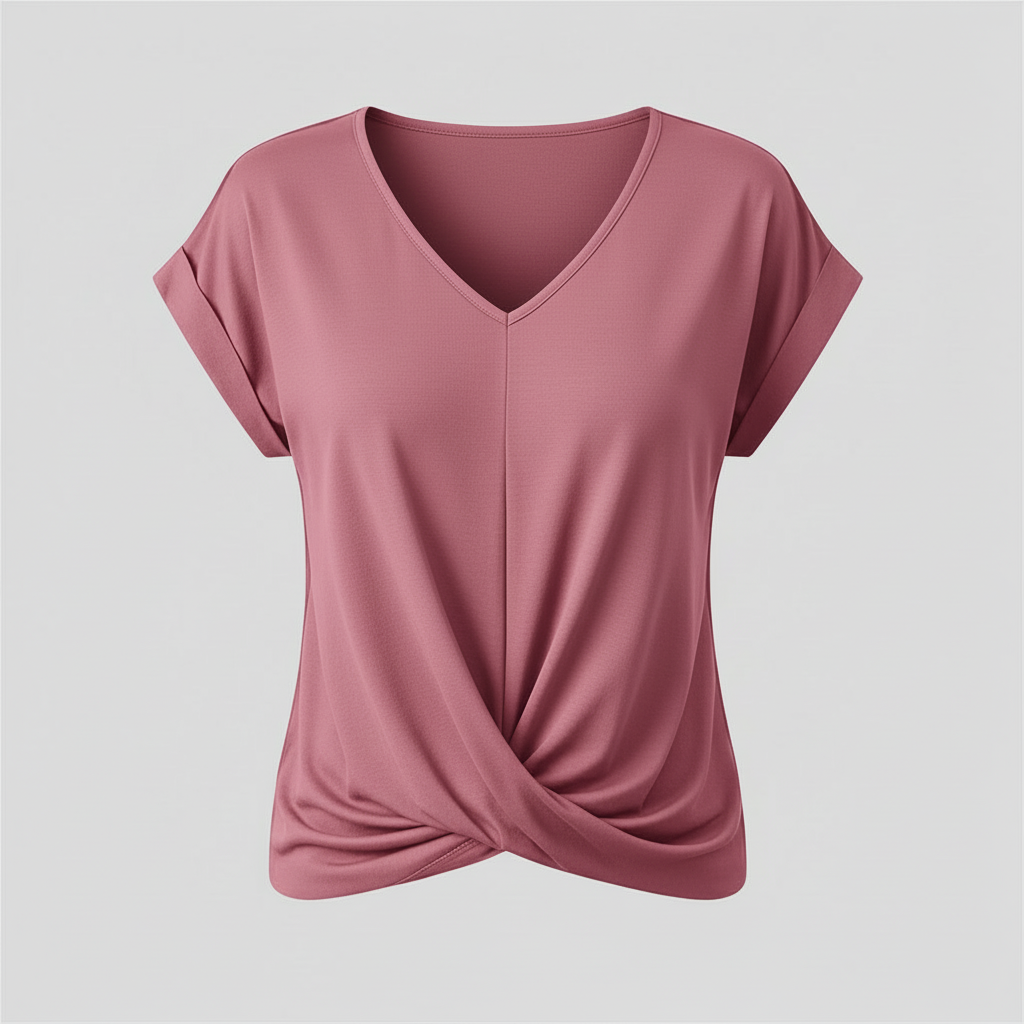 Damen Kurzarm Top mit V-Ausschnitt | Sommermode