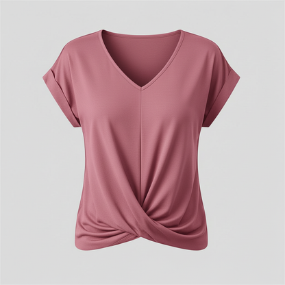 Damen Kurzarm Top mit V-Ausschnitt | Sommermode