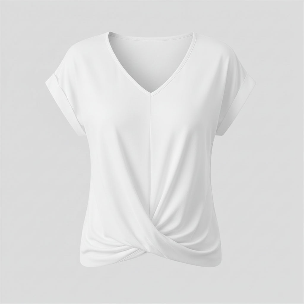 Damen Kurzarm Top mit V-Ausschnitt | Sommermode