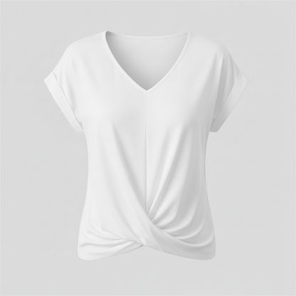 Damen Kurzarm Top mit V-Ausschnitt | Sommermode
