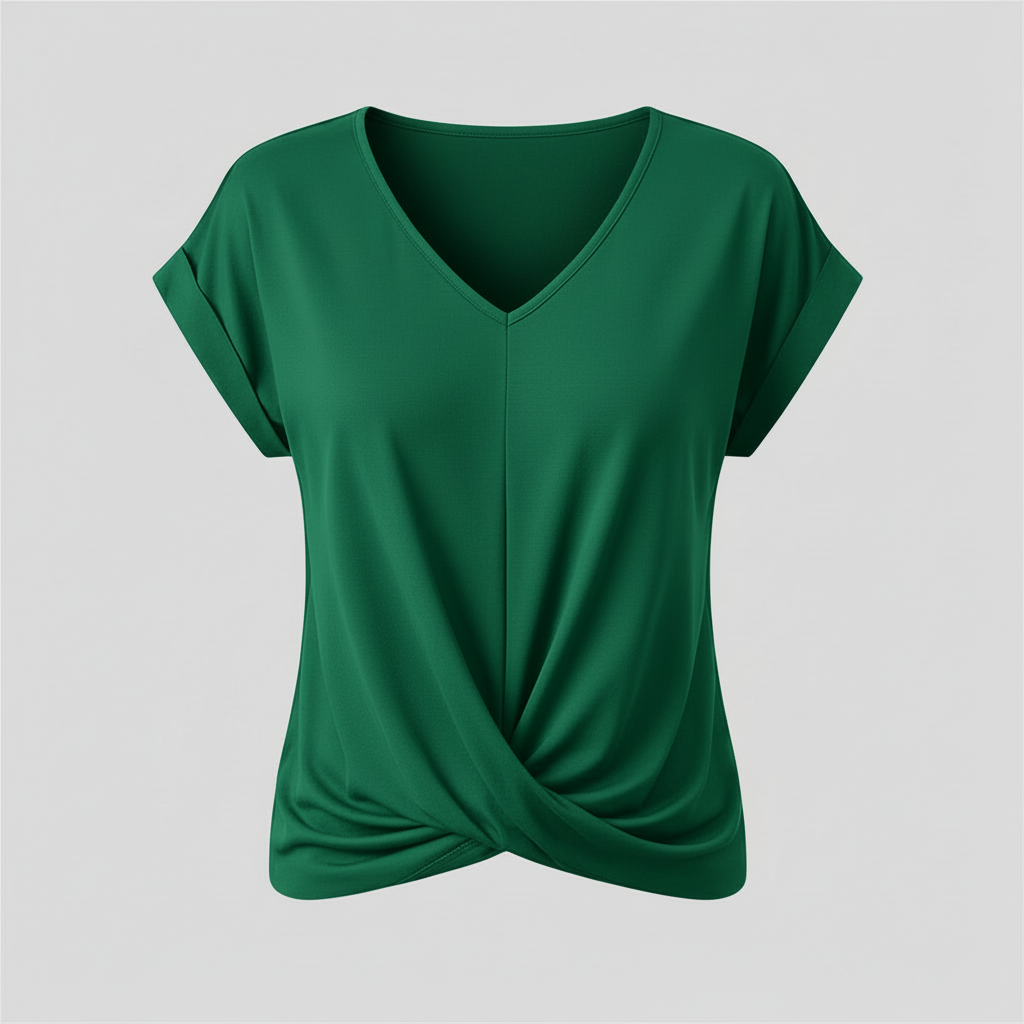 Damen Kurzarm Top mit V-Ausschnitt | Sommermode