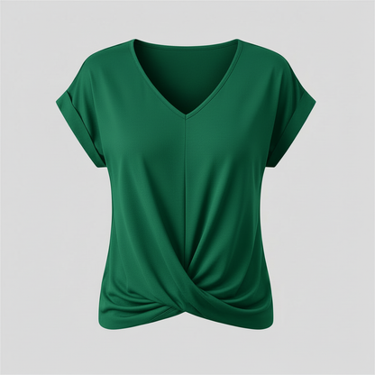 Damen Kurzarm Top mit V-Ausschnitt | Sommermode