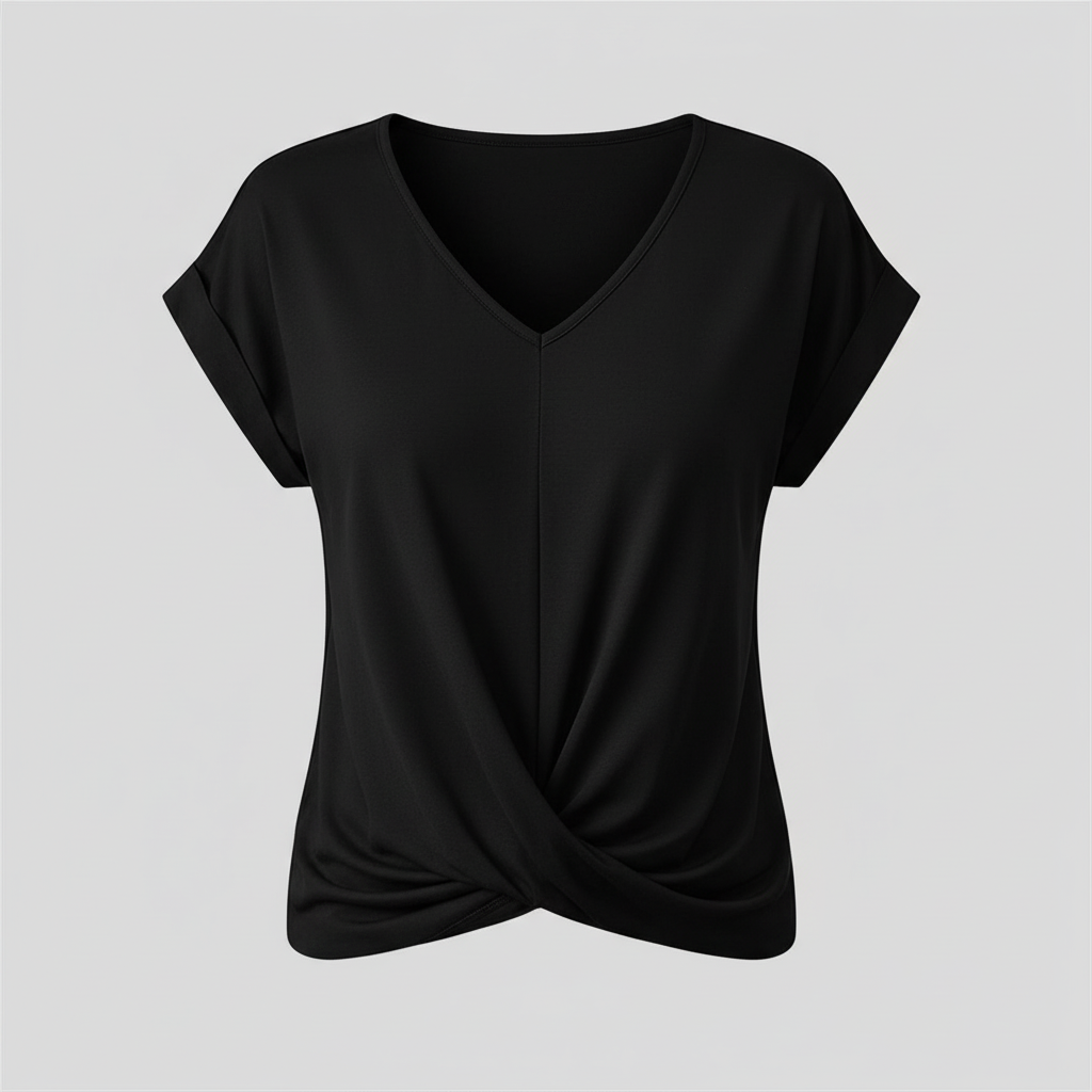 Damen Kurzarm Top mit V-Ausschnitt | Sommermode
