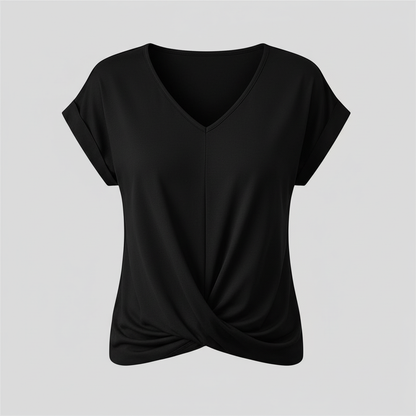 Damen Kurzarm Top mit V-Ausschnitt | Sommermode