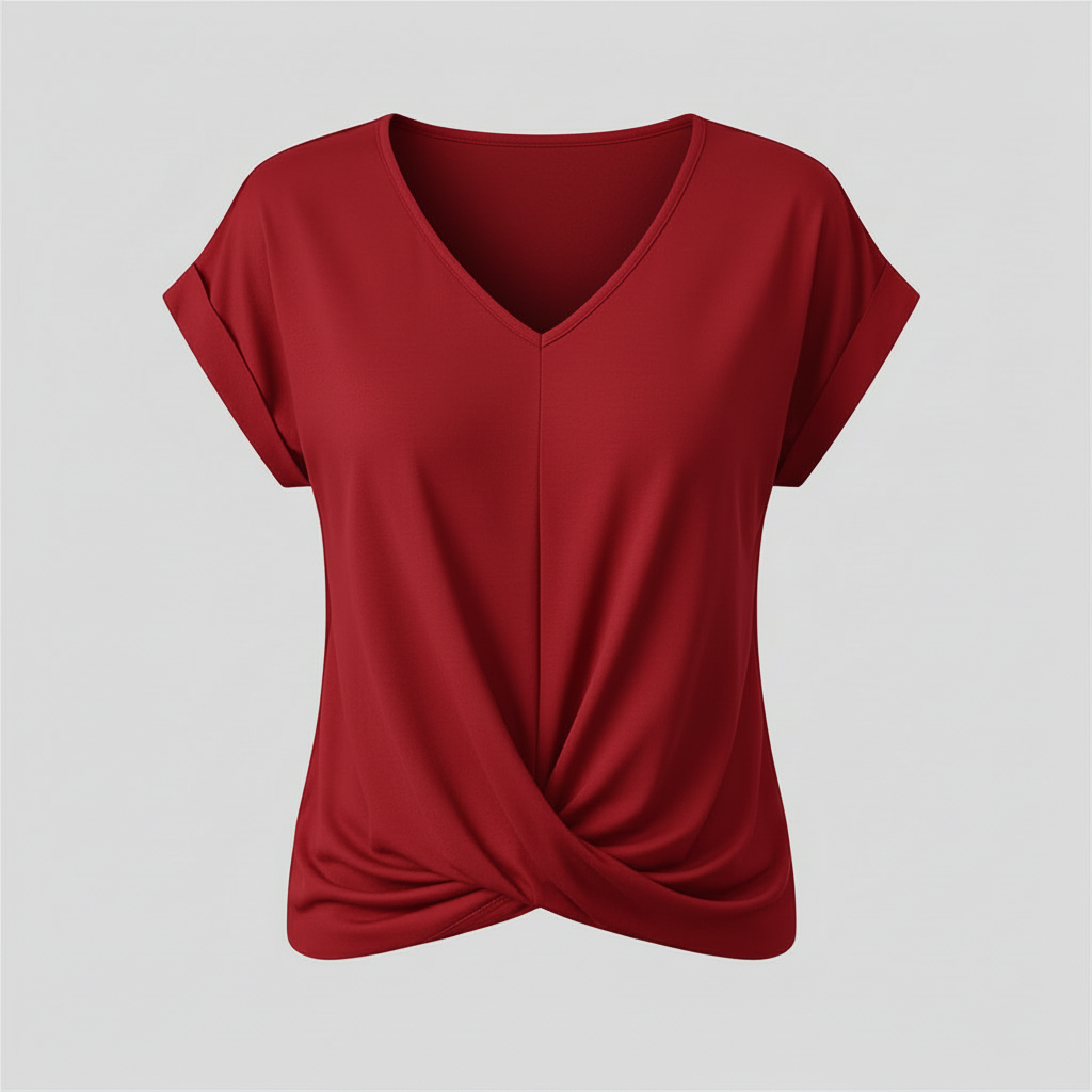 Damen Kurzarm Top mit V-Ausschnitt | Sommermode