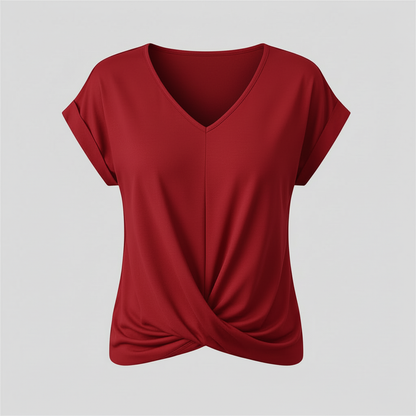 Damen Kurzarm Top mit V-Ausschnitt | Sommermode