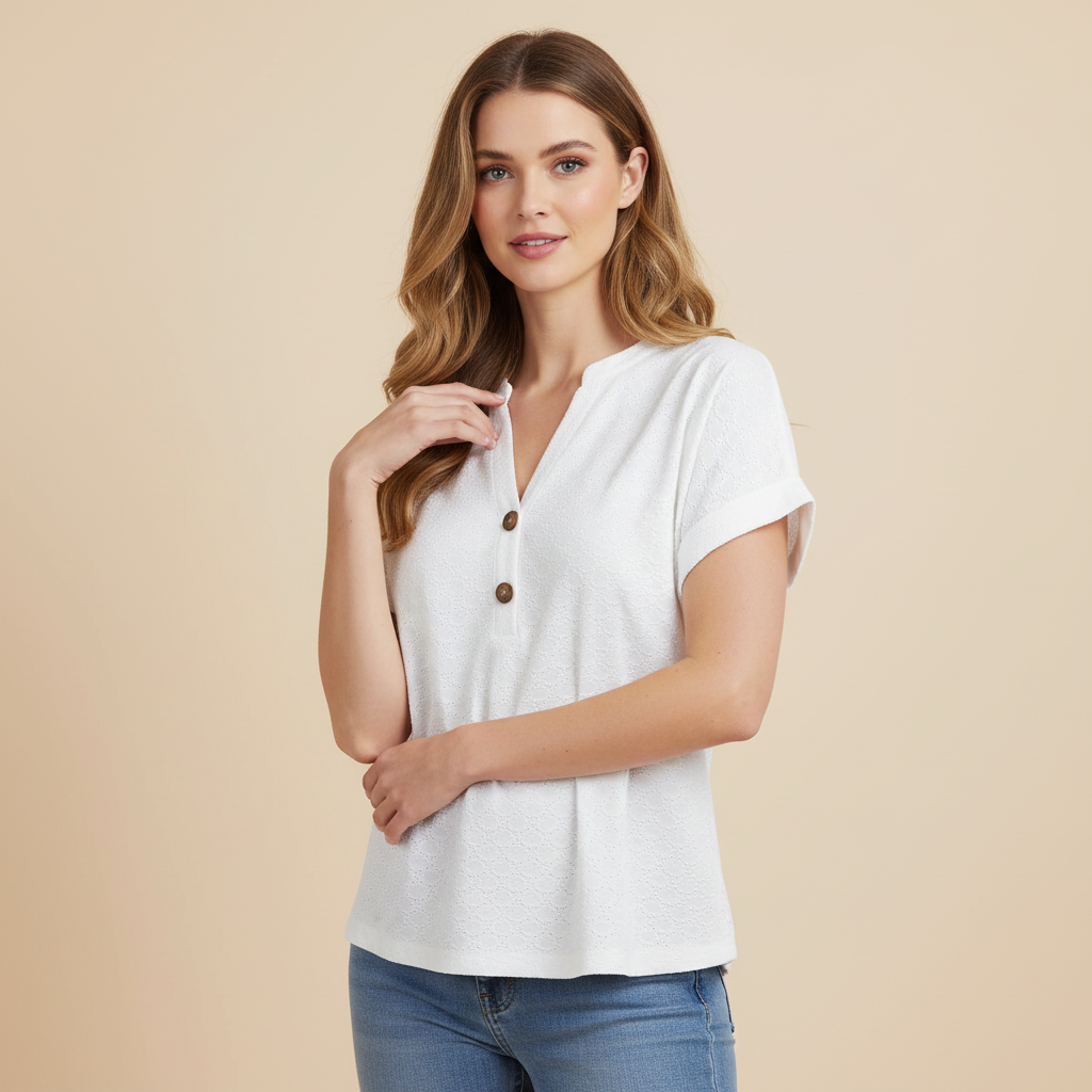 V-Ausschnitt Damen Top | Lässiges Sommeroberteil